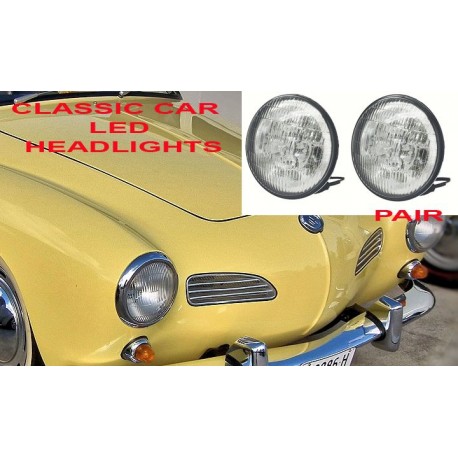 UNIVERSAL LED 7" ROUND OEM STYLE GLASS HEADLIGHTS HIGH LOW BEAM BUILT IN LED 6500K